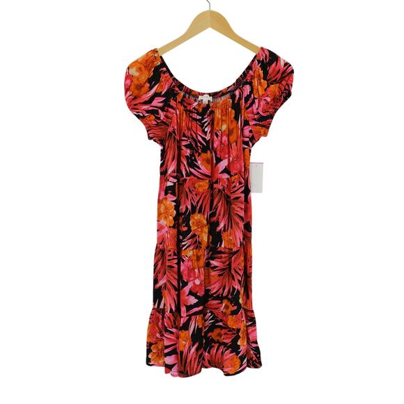 NWT Riley & Rae floral pink red dress womens small tropical boho cottagecore - Picture 2 of 7